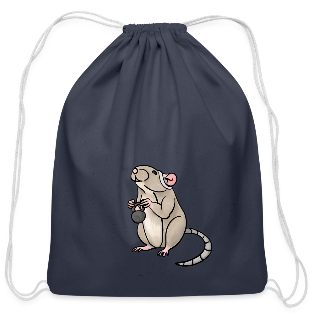 Gym Rat Illustrated Cotton Drawstring Bag - navy