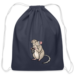 Gym Rat Illustrated Cotton Drawstring Bag - navy