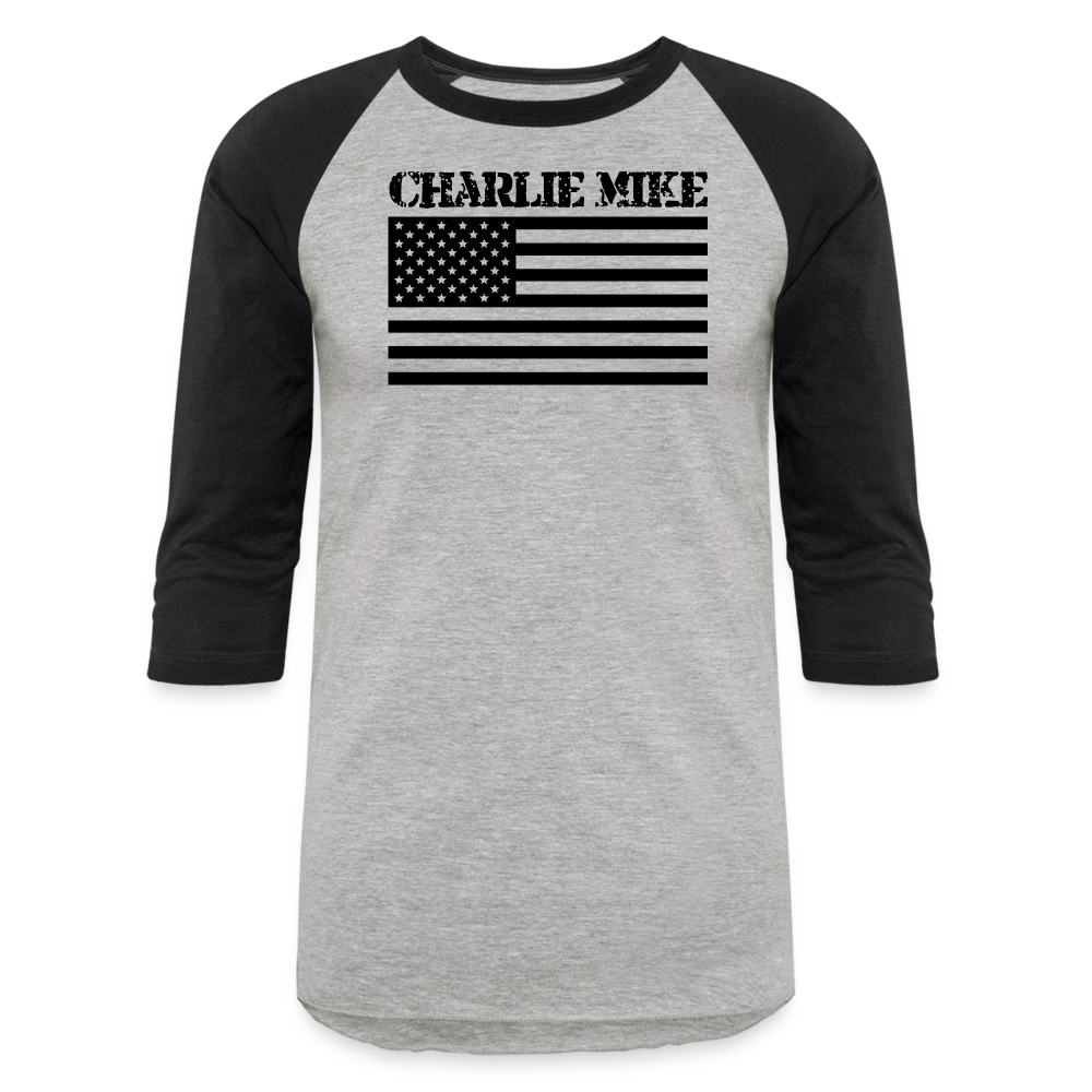Charlie Mike 3/4 Baseball Tee - heather gray/black