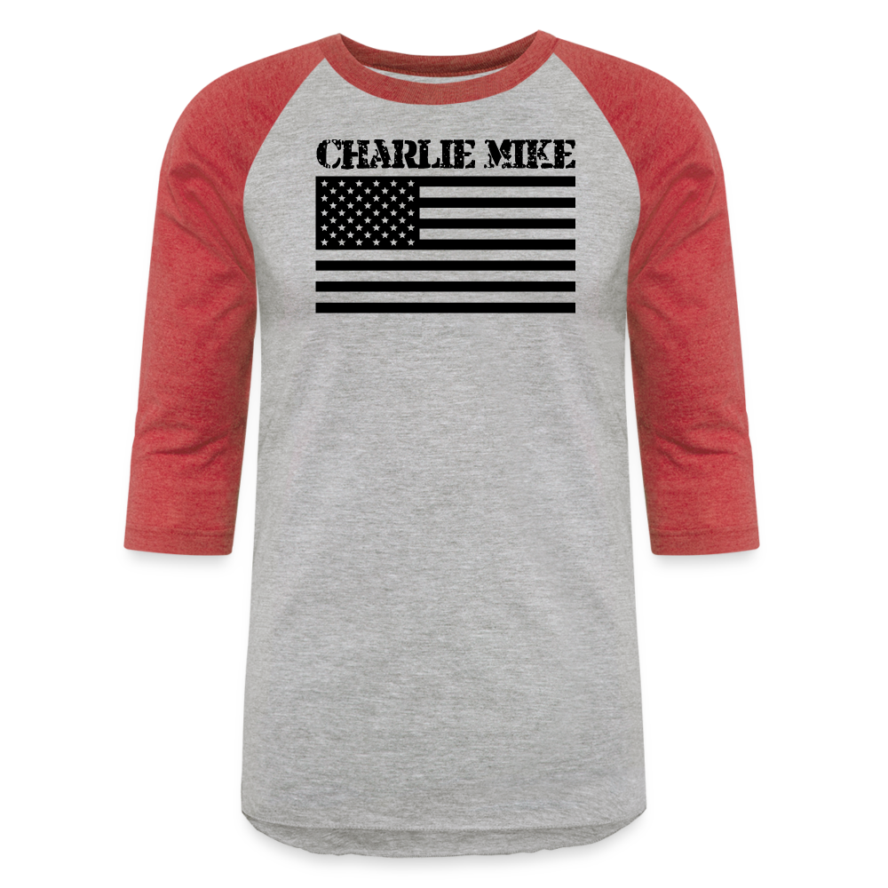 Charlie Mike 3/4 Baseball Tee - heather gray/red