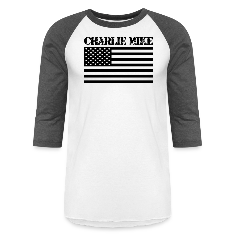 Charlie Mike 3/4 Baseball Tee - white/charcoal