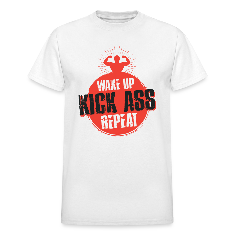 Wake Up Kick Ass Repeat Ultra Cotton Tee - white