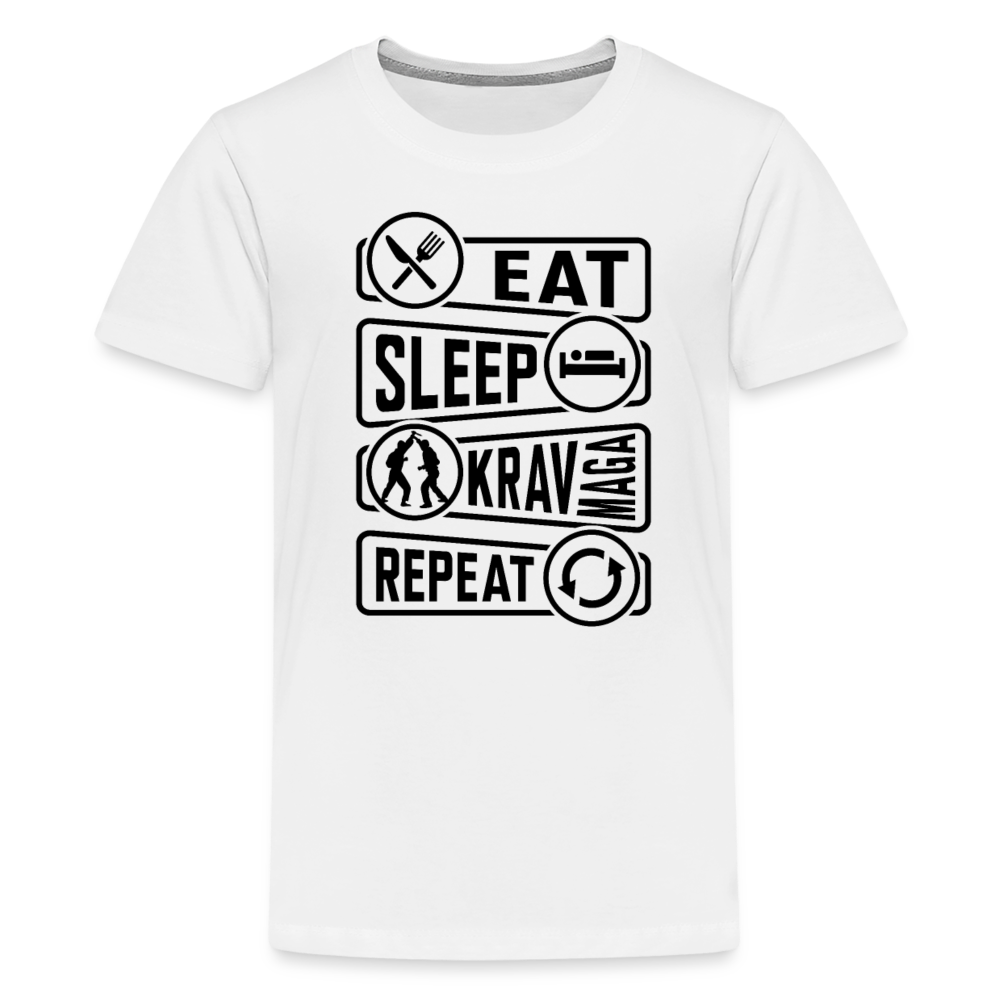 Kids' Eat Sleep Krav Premium Tee - white