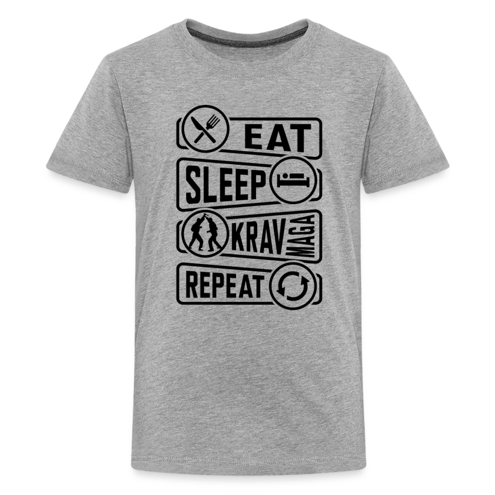 Kids' Eat Sleep Krav Premium Tee - heather gray