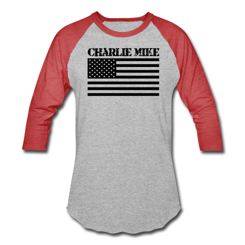 Charlie Mike 3/4 Baseball Tee - heather gray/red