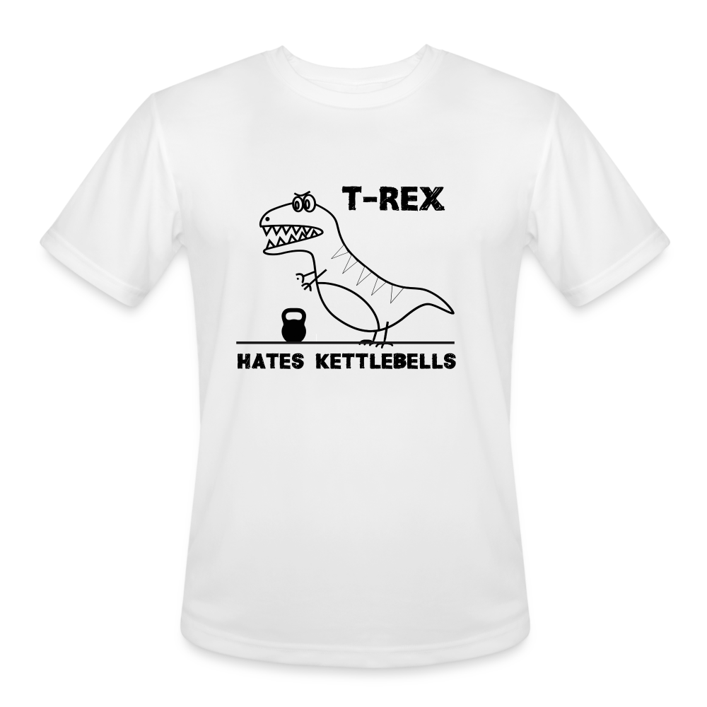 T-Rex Hates Kettlebells Moisture-Wick T-Shirt - white
