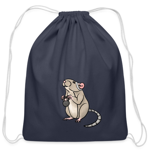 Gym Rat Illustrated Cotton Drawstring Bag - navy