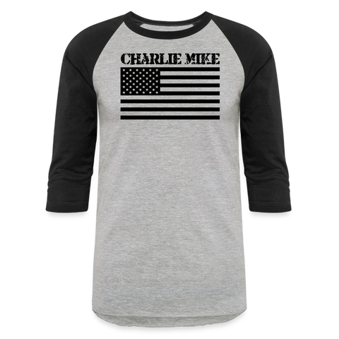 Charlie Mike 3/4 Baseball Tee - heather gray/black