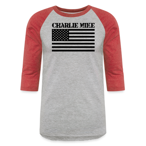 Charlie Mike 3/4 Baseball Tee - heather gray/red