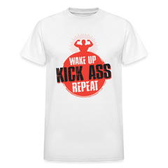 Wake Up Kick Ass Repeat Ultra Cotton Tee - white