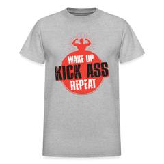 Wake Up Kick Ass Repeat Ultra Cotton Tee - heather gray