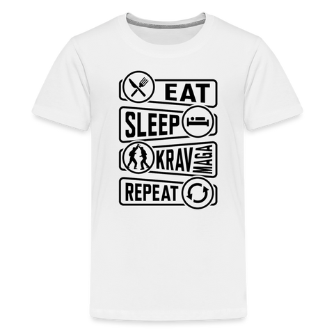 Kids' Eat Sleep Krav Premium Tee - white