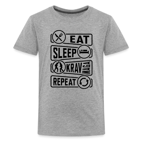 Kids' Eat Sleep Krav Premium Tee - heather gray