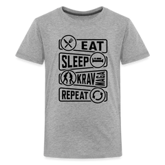 Kids' Eat Sleep Krav Premium Tee - heather gray