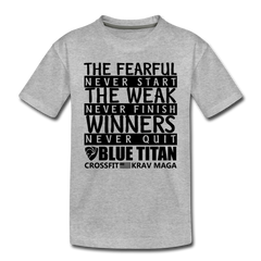 Winners Never Quit, Kids T-Shirt - heather gray