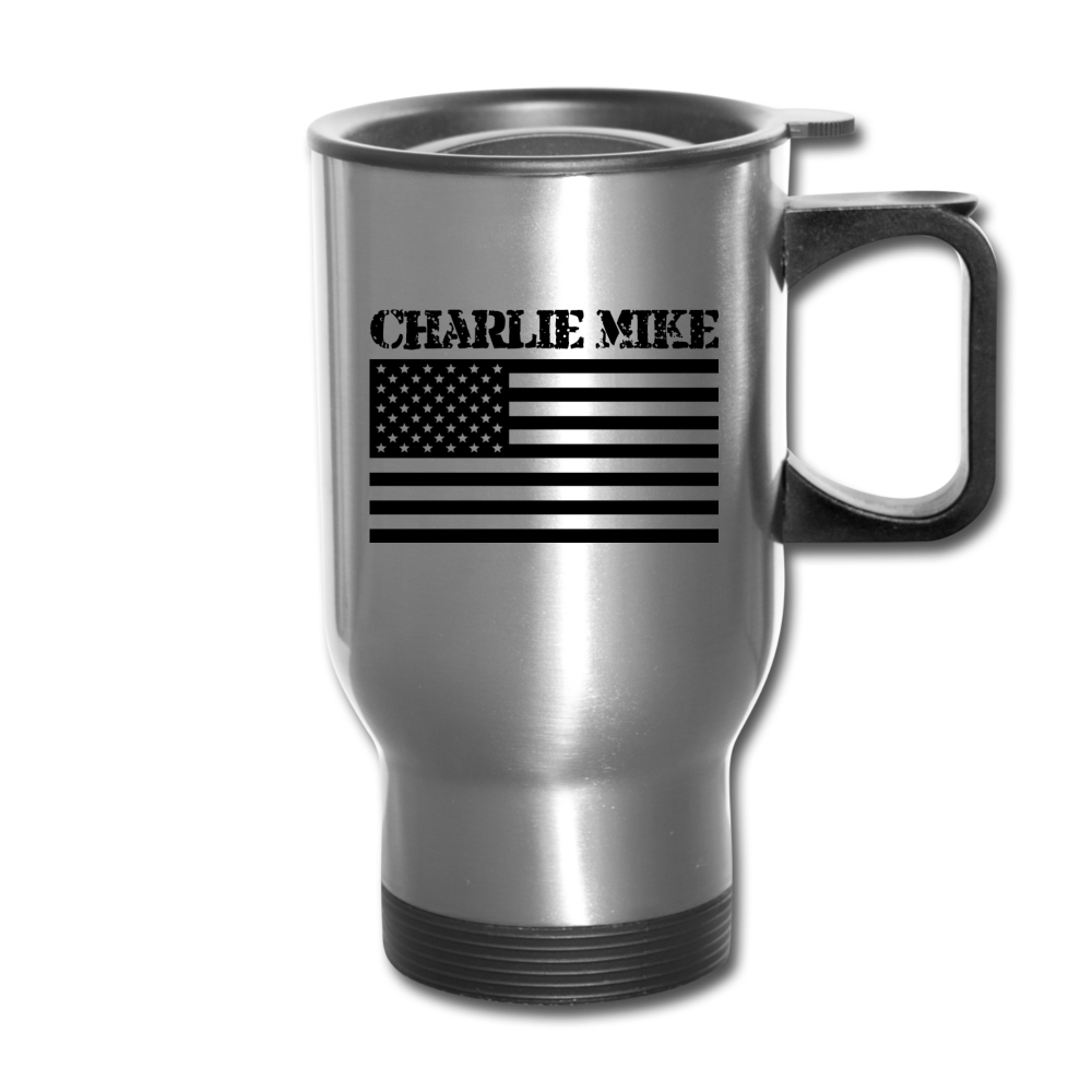 Charlie Mike Travel Mug - silver