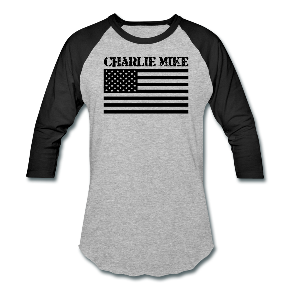 Charlie Mike 3/4 Baseball Tee - heather gray/black