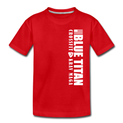 Blue Titan Vertical Logo, Kids' Premium T-Shirt - red
