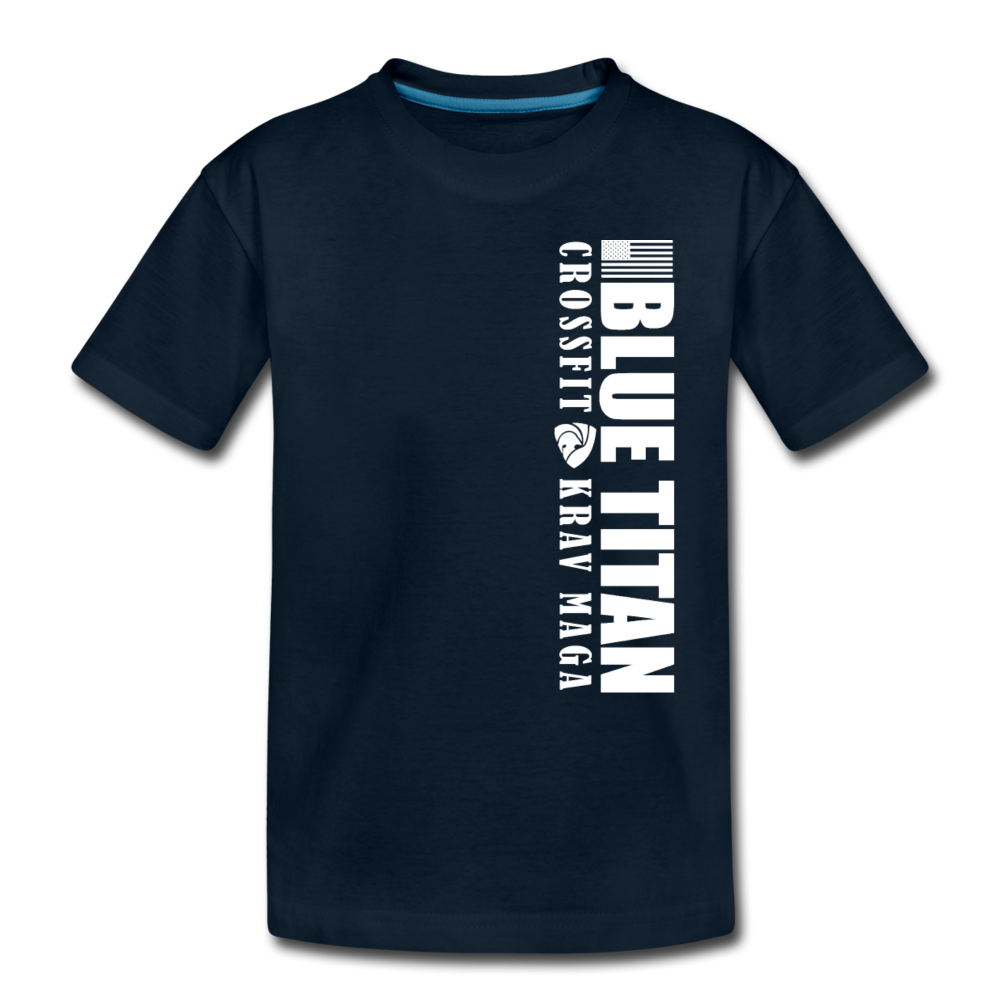 Blue Titan Vertical Logo, Kids' Premium T-Shirt - deep navy